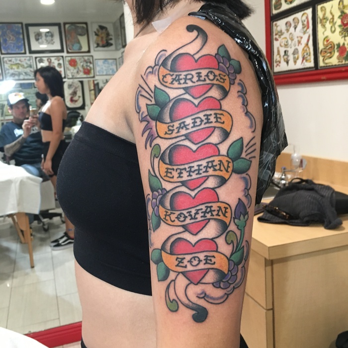 American Traditional Heart and Banner Tattoo